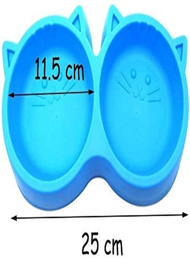 Pups&Pets وعاء مزدوج بلاستيكي لتغذية الحيوانات الأليفة من Pups&Pets، 2 في 1، على شكل وجه قطة - وعاء مانع للانزلاق وغير سام، وعاء لتغذية الكلاب والقطط بالطعام والماء - عبوة من قطعة واحدة - Image 4